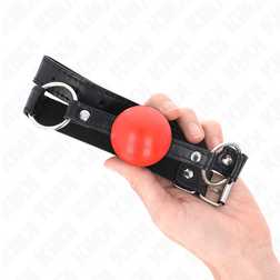 Bâillon boule rouge 4 cm sangle noire anneaux acier — vue 2