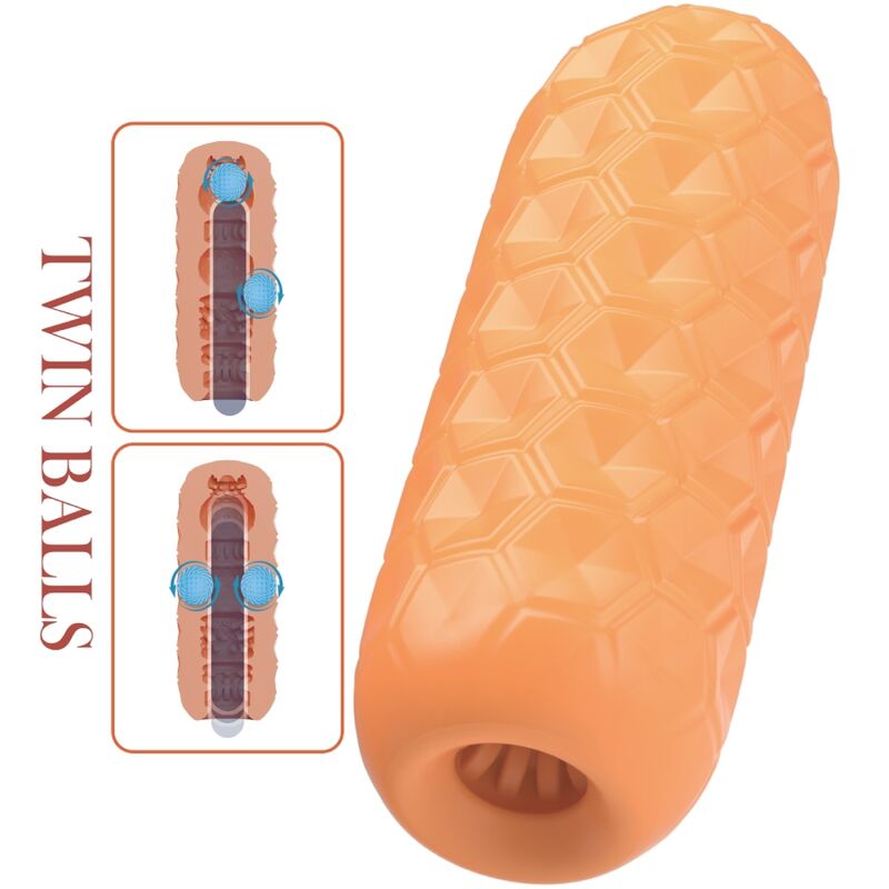PRETTY LOVE MASTURBATEUR POUR HOMME A DEUX BOULES ORANGE
