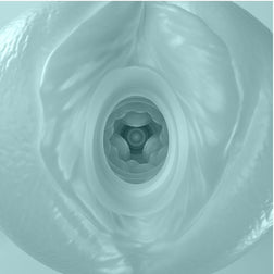 Vue rapprochée de la texture interne ondulée d'un œuf masturbateur
