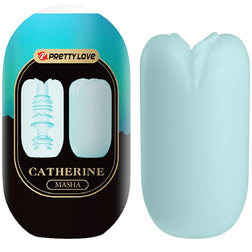 Œuf masturbateur Masha bleu avec son emballage et sa texture interne visible