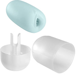 Masturbateur bleu avec son support de rangement en plastique