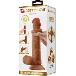 Large realistic sliding-skin dildo 22 cm brown