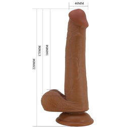 Large realistic sliding-skin dildo 22 cm brown