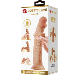 Sliding skin dildo without testicles 25,4 cm — side view