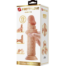 Realistic sliding-skin dildo 18,4 cm — side view