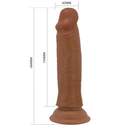 Gode réaliste peau coulissante 18,4 cm brun — emballage