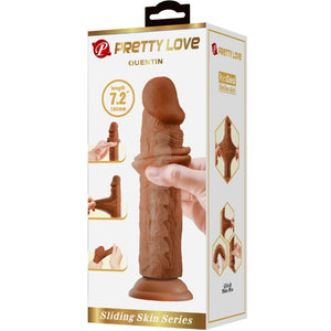 Gode réaliste peau coulissante 18,4 cm brun — vue de profil
