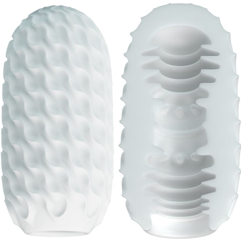 Masturbateur egg boule rotative canal spiralé — vue de profil