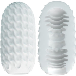 Masturbateur egg boule rotative canal spiralé — vue de profil