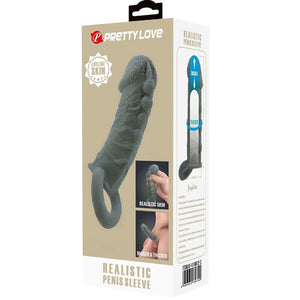 PRETTY LOVE AGRANDISSEUR DE PENIS REALISTE ET MANCHON DE RETARDEMENT GRIS