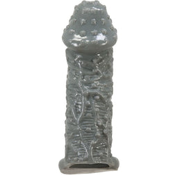 Gaine pénis Gaine texturée picots et nervures gris en TPE gris vu de face