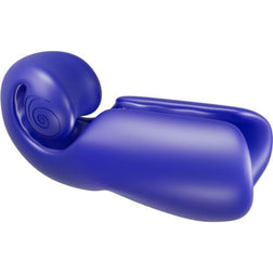 Masturbateur vibrant bleu en silicone avec double moteur intégré
