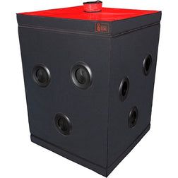 Cabine de jeu à glory holes réglables, noir et rouge — Scandale
