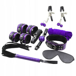 Kit BDSM 8 pièces simili cuir violet — Secret Bondage Purple — image 2