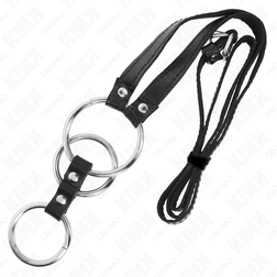 Triple cockring métal + ceinture cuir ajustable — Triple Ring Belt — vue 4