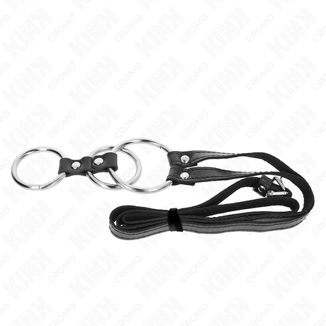 Triple cockring métal + ceinture cuir ajustable — emballage