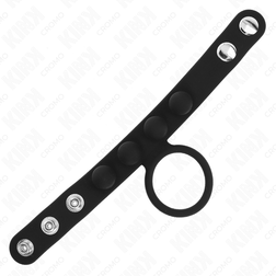 Cockring + ball strap cuir large à boutons pression 3,5 cm — emballage