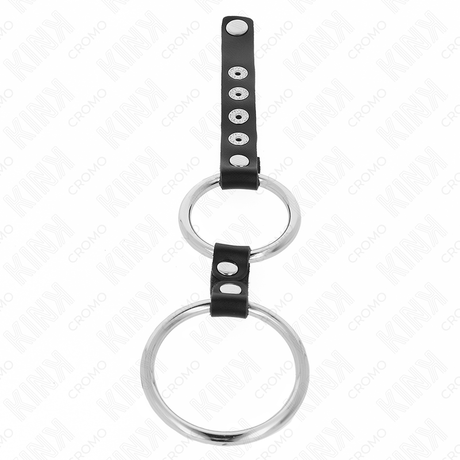 Double cockring métal relié cuir — emballage