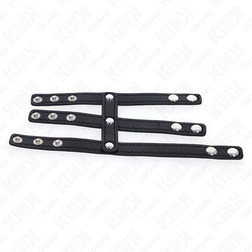 Triple cockring cuir avec boutons à pression — autre angle