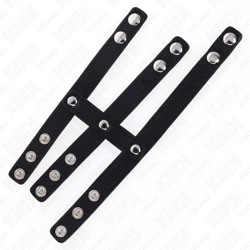 Triple cockring cuir avec boutons à pression — emballage