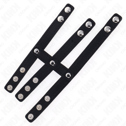 Triple cockring cuir avec boutons à pression — emballage