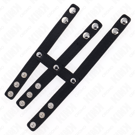 Triple cockring cuir avec boutons à pression — emballage