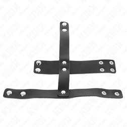 KINK ANNEAU DE CAGE A PENIS EN CUIR AVEC SEPARATEUR DE BALLES REGLABLE