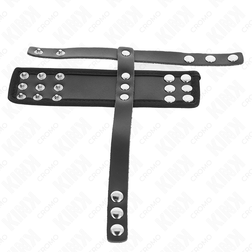 KINK ANNEAU DE CAGE A PENIS EN CUIR AVEC SANGLE REGLABLE DE SEPARATION DES BALLES REVETUEUSE