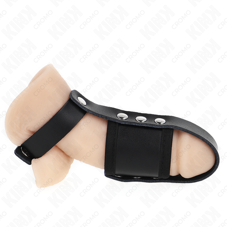KINK ANNEAU DE CAGE A PENIS EN CUIR AVEC SANGLE REGLABLE DE SEPARATION DES BALLES REVETUEUSE