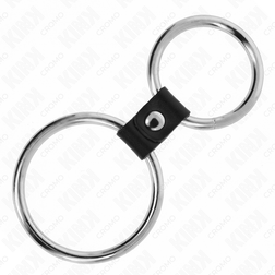 Double cockring métal 3,7 et 5 cm relié par sangle — emballage