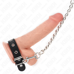 KINK ANNEAU PENIS EN CUIR AVEC SANGLE 215 X 2 CM ET CHAINE EN METAL 60 CM