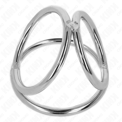 Triple cockring métal chromé 3,2 à 4,5 cm — vue de profil