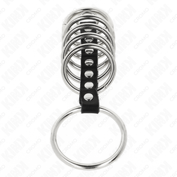 Cage 7 anneaux métal et cuir 3,2 à 5 cm — gros plan