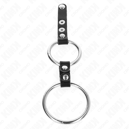 Double cockring métal 3,8 et 5 cm relié cuir — emballage