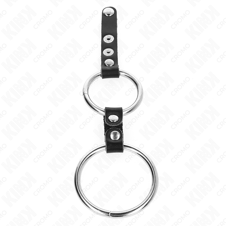 Double cockring métal 3,8 et 5 cm relié cuir — emballage