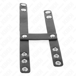 Double cockring cuir ajustable base verge et testicules — autre angle