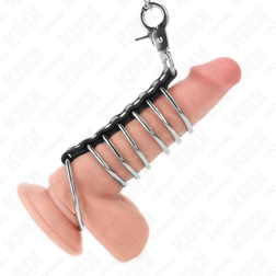 Cage pénienne 7 anneaux métal avec laisse 100 cm