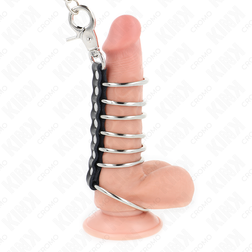 Cage pénienne 7 anneaux métal avec laisse 100 cm — vue 2