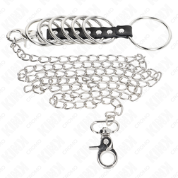 Cage pénienne 7 anneaux métal avec laisse 100 cm — vue 3
