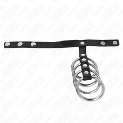 Cockring 4 anneaux métal avec sangle cuir taille 3,8 cm — emballage