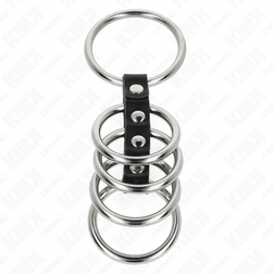 Cage 5 anneaux métal et cuir 3,7 à 5 cm — gros plan