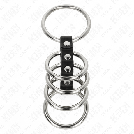 Cage 5 anneaux métal et cuir 3,7 à 5 cm — gros plan
