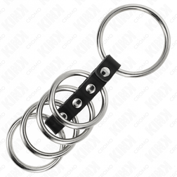 Cage 5 anneaux métal et cuir 3,7 à 5 cm — vue de profil