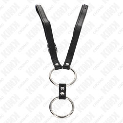 Double cockring métal 3,7 et 5 cm + ceinture hanches cuir — Hip Duo — emballage