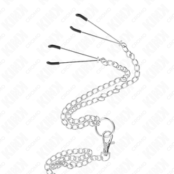 Triple cockring métal + chaîne pinces tétons taille S — Nip Trio S — vue 4