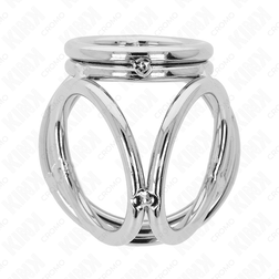 Triple cockring métal entrelacés 3 à 5 cm — Chrome Lock — vue 3