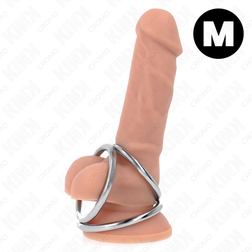 Triple cockring métal anneau + boucle couilles taille M — Chrome Open M — vue de face