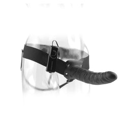 Black Vibrating Hollow Strap-On with Harness — Hollow Vibrating XL — product view — 19