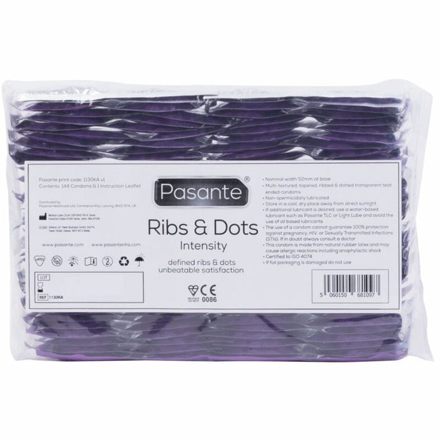 PASANTE PRESERVATIFS INTENSITE RIBS DOTS 144 UNITES