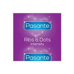 PASANTE INTENSITY CONDOMS RIBS DOTS 144 UNITS